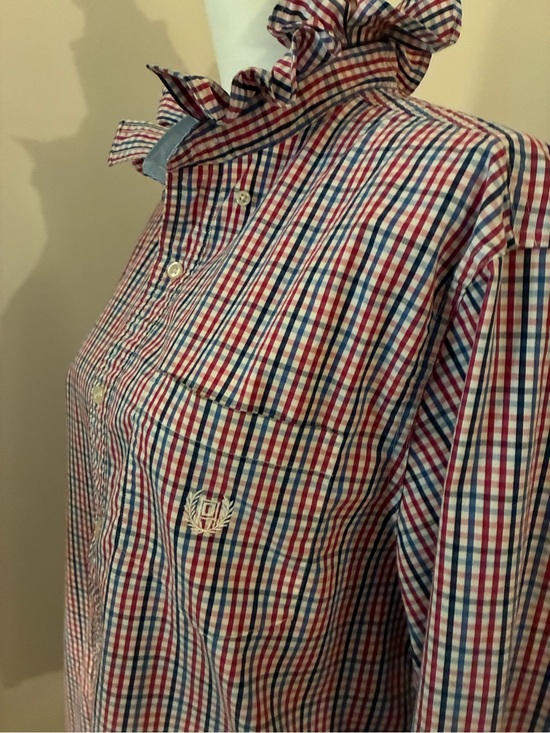 Chaps Tops - Up cycled ruffled collar Girly shirt